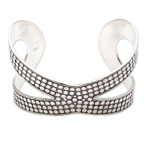 Alternate image for Artisan Crafted Sterling Silver Cuff Bracelet from Bali Dragon Wings in Silver