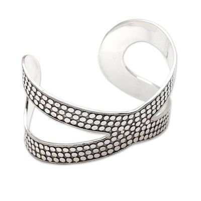 Alternate image for Artisan Crafted Sterling Silver Cuff Bracelet from Bali Dragon Wings in Silver