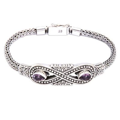 Alternate image for Silver Amethyst Pendant Bracelet with Infinity Symbol Motif Purple Infinity