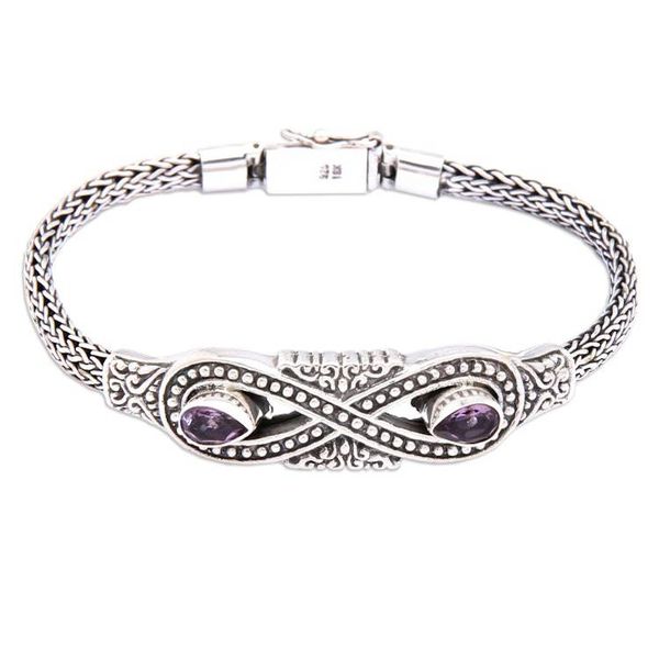Alternate image for Silver Amethyst Pendant Bracelet with Infinity Symbol Motif Purple Infinity
