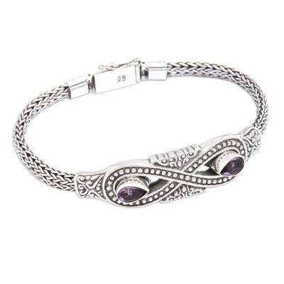 Alternate image for Silver Amethyst Pendant Bracelet with Infinity Symbol Motif Purple Infinity