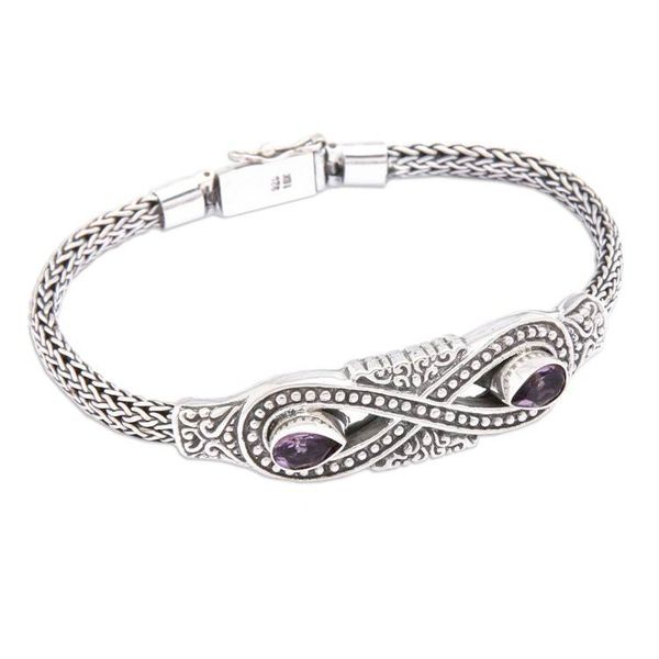 Alternate image for Silver Amethyst Pendant Bracelet with Infinity Symbol Motif Purple Infinity