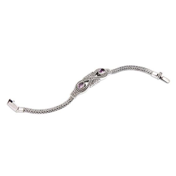 Alternate image for Silver Amethyst Pendant Bracelet with Infinity Symbol Motif Purple Infinity