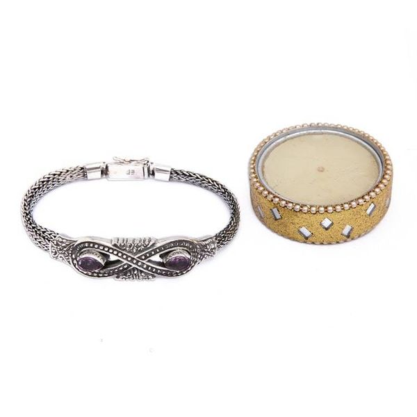 Alternate image for Silver Amethyst Pendant Bracelet with Infinity Symbol Motif Purple Infinity