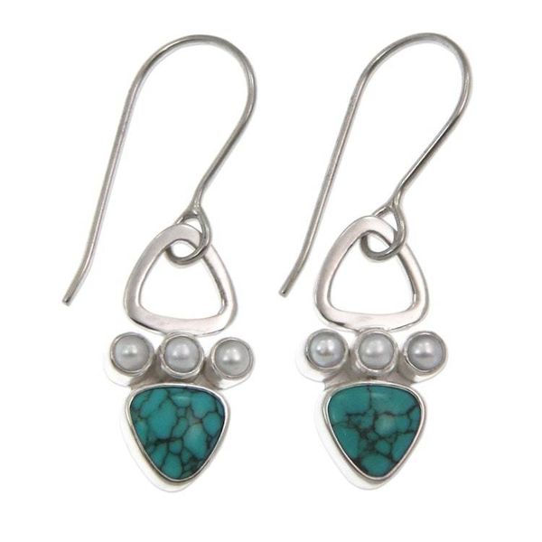 Alternate image for Silver dangle earrings Turquoise Sky