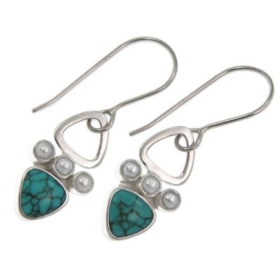 Alternate image for Silver dangle earrings Turquoise Sky