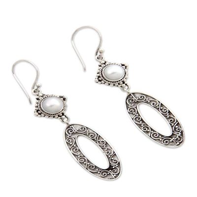 Alternate image for Cultured Pearl Dangle Earrings Moonlight Ferns
