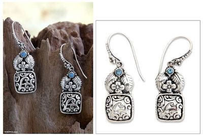 Primary image for Blue Topaz Flower Earrings Day in the Park