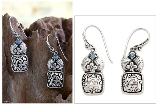 Alternate image for Blue Topaz Flower Earrings Day in the Park