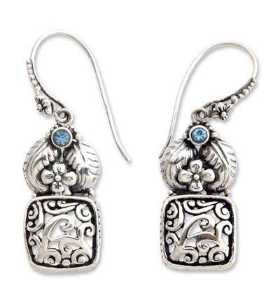 Alternate image for Blue Topaz Flower Earrings Day in the Park