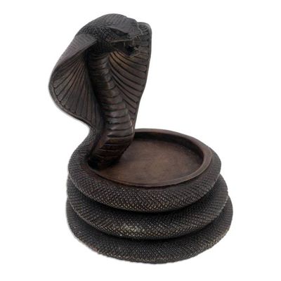 Alternate image for Carved Wood Cobra Catch-All Cobra Strike