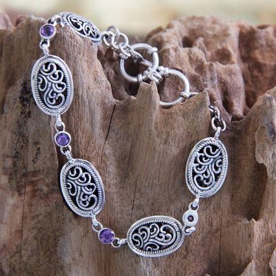 Primary image for Indonesian Amethyst and Sterling Silver Bracelet Balinese Breeze