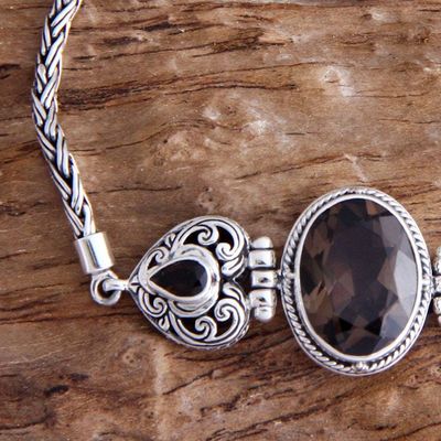 Alternate image for Heart Shaped Sterling Silver and Smoky Quartz Bracelet Loves Commitment