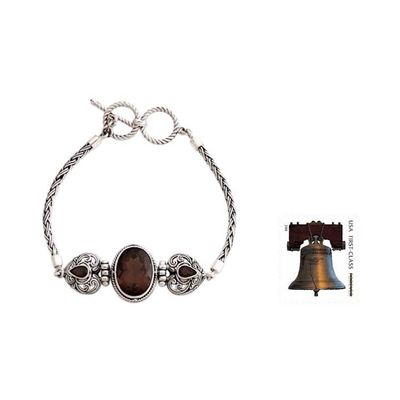 Alternate image for Heart Shaped Sterling Silver and Smoky Quartz Bracelet Loves Commitment