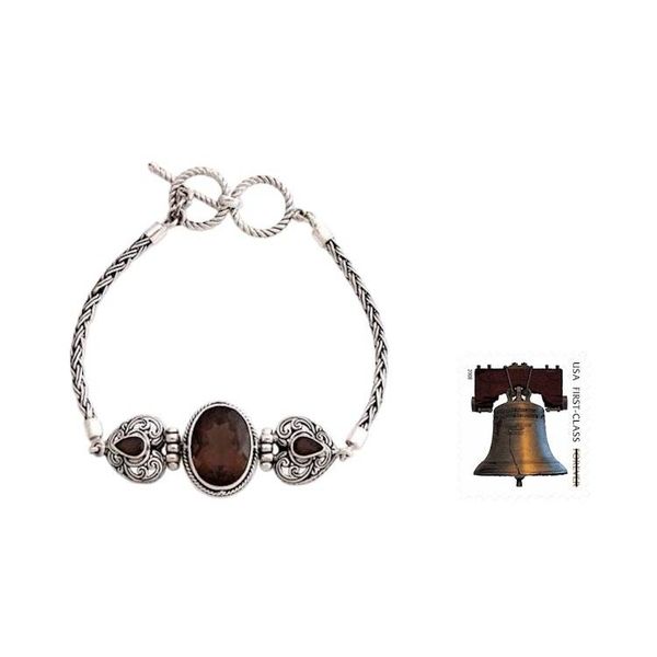 Alternate image for Heart Shaped Sterling Silver and Smoky Quartz Bracelet Loves Commitment
