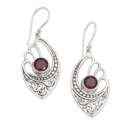 Alternate image for 2 Carats Garnet and Sterling Silver Balinese Earrings Red Wings