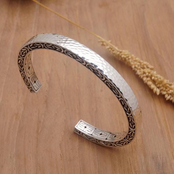 Alternate image for Polished Geometric Sterling Silver Cuff Bracelet from Bali Borobudur Sophistication