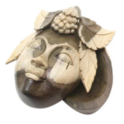Alternate image for Hibiscus Wood Decorative Box with Grape Motif Juicy Grapes