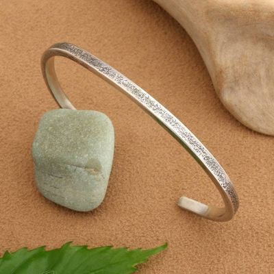 Alternate image for Oxidized and Polished Unisex Sterling Silver Cuff Bracelet Powerful Vestiges