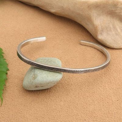 Alternate image for Oxidized and Polished Unisex Sterling Silver Cuff Bracelet Powerful Vestiges