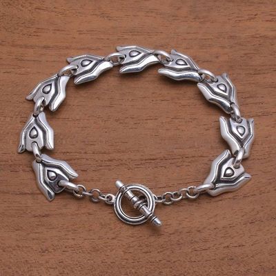 Alternate image for Sterling Silver Link Bracelet Crafted in Bali Nested Eyes