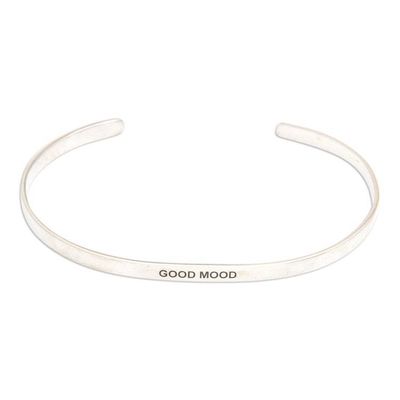 Alternate image for Polished Minimalist Sterling Silver Good Mood Cuff Bracelet Your Mood