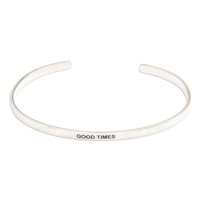 Alternate image for Polished Minimalist Sterling Silver Good Times Cuff Bracelet Your Time