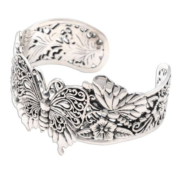 Alternate image for Sterling Silver Butterfly Motif Cuff Bracelet Butterfly Brilliance