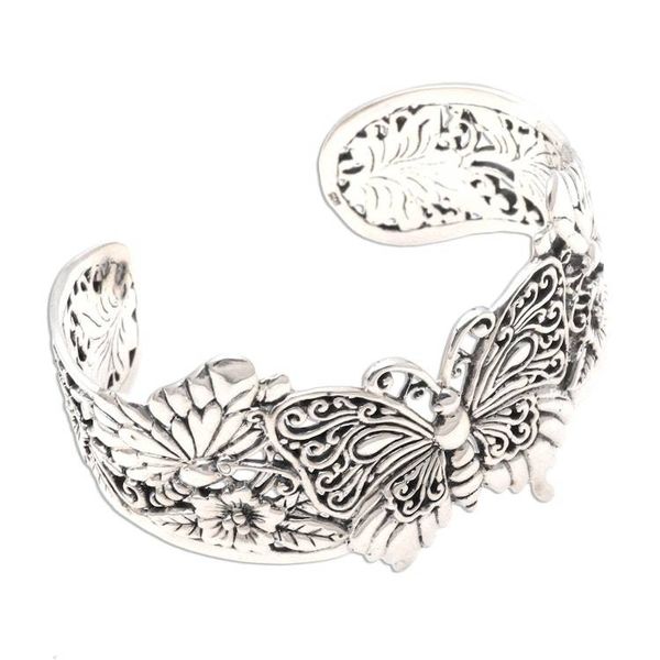 Alternate image for Sterling Silver Butterfly Motif Cuff Bracelet Butterfly Brilliance