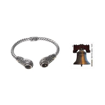 Alternate image for Citrine and Silver Gold Accent Hinged Bali Cuff Bracelet Empress of Gelgel
