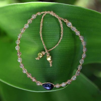 Alternate image for Blue Cultured Pearl Rose Quartz Gold Accent Pendant Bracelet Sweet Beauty