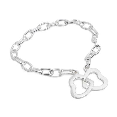 Alternate image for Sterling Silver Pendant Bracelet with Double Heart Design Bright Love