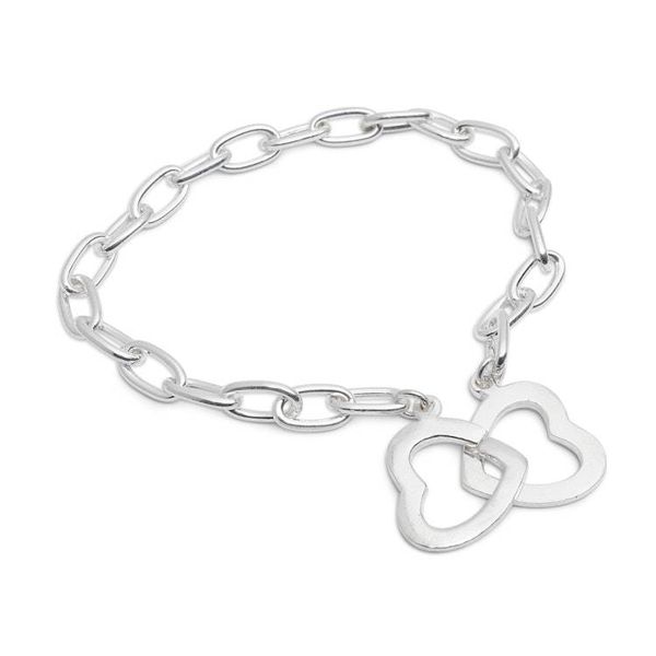 Alternate image for Sterling Silver Pendant Bracelet with Double Heart Design Bright Love