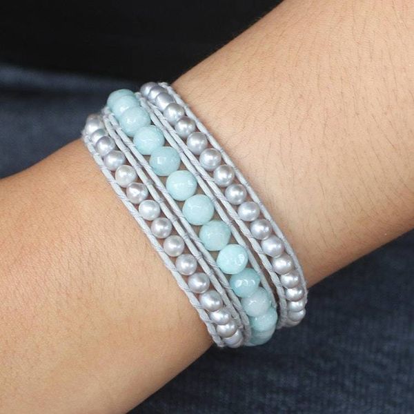 Alternate image for Cultured Pearl and Beryl Wrap Bracelet First Day in Blue
