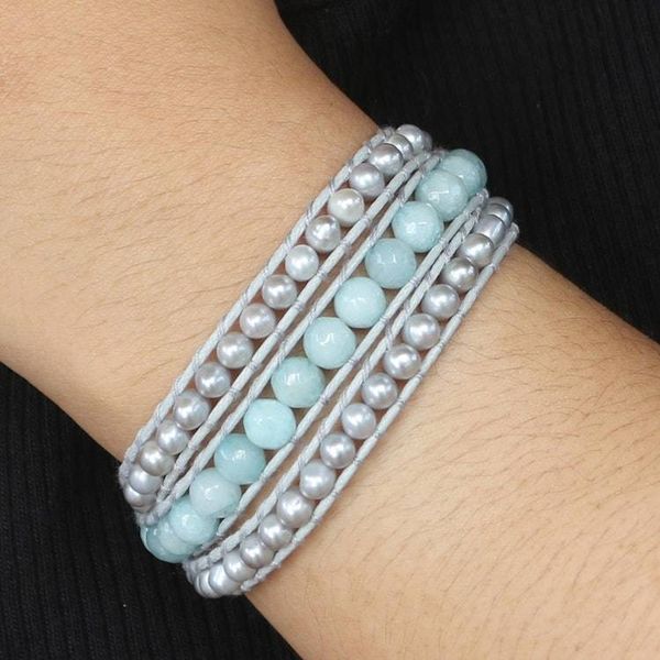Alternate image for Cultured Pearl and Beryl Wrap Bracelet First Day in Blue