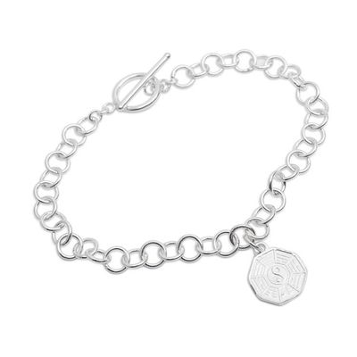 Alternate image for Inspirational Yin Yang-Themed Silver Pendant Bracelet Yin Yang Flair