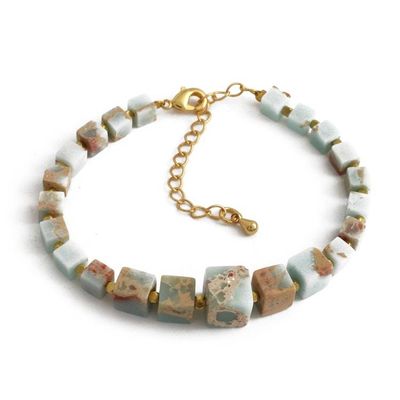 Alternate image for High-Polished 18k Gold-Accented Jasper Jewel Beaded Bracelet Magical Geometry