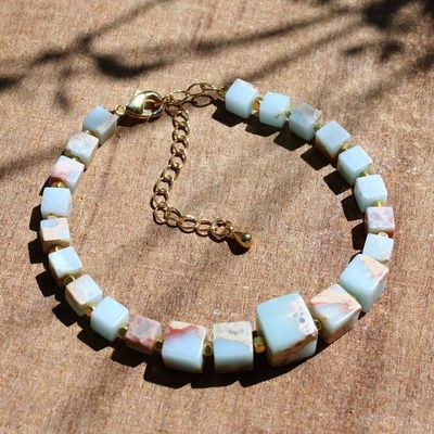 Alternate image for High-Polished 18k Gold-Accented Jasper Jewel Beaded Bracelet Magical Geometry
