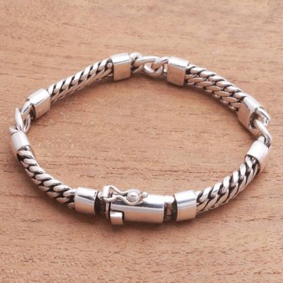 Alternate image for Sterling Silver Link Bracelet Crafted in Bali Elegant Quartet