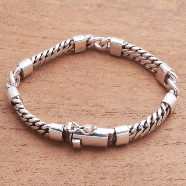 Alternate image for Sterling Silver Link Bracelet Crafted in Bali Elegant Quartet