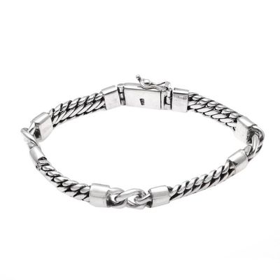 Alternate image for Sterling Silver Link Bracelet Crafted in Bali Elegant Quartet