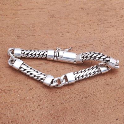 Alternate image for Sterling Silver Link Bracelet Crafted in Bali Elegant Quartet