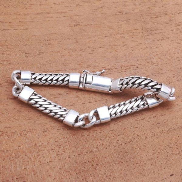 Alternate image for Sterling Silver Link Bracelet Crafted in Bali Elegant Quartet