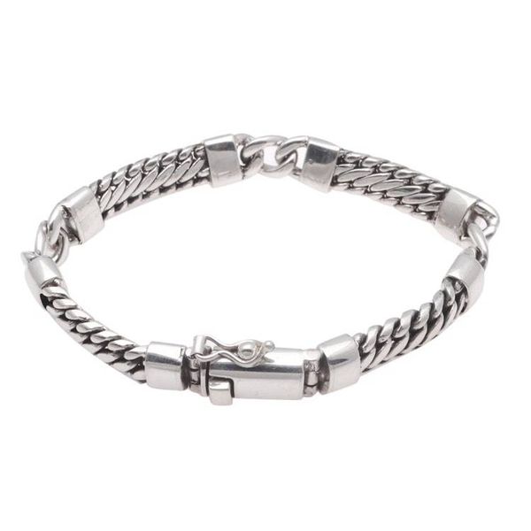 Alternate image for Sterling Silver Link Bracelet Crafted in Bali Elegant Quartet