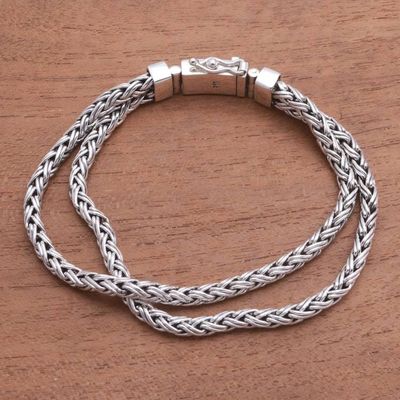 Alternate image for Combination-Finish Mens Sterling Silver Wheat Bracelet Wheat Twins