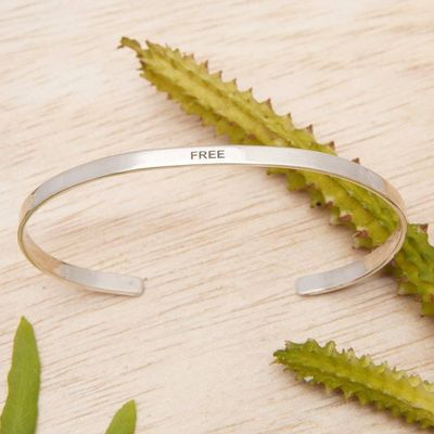 Primary image for Polished Minimalist Sterling Silver Cuff Bracelet Your Freedom
