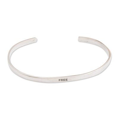 Alternate image for Polished Minimalist Sterling Silver Cuff Bracelet Your Freedom