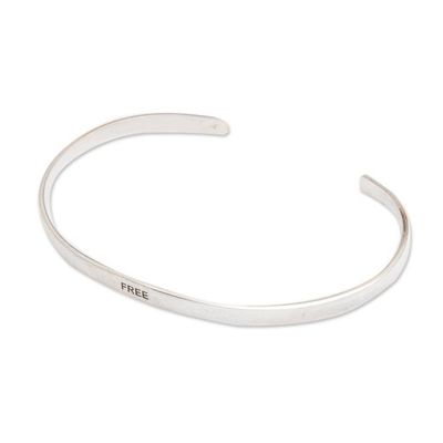 Alternate image for Polished Minimalist Sterling Silver Cuff Bracelet Your Freedom