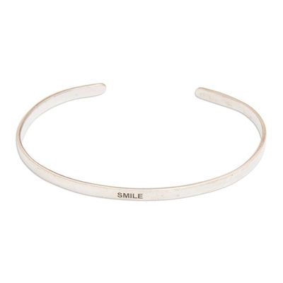Alternate image for Polished Minimalist Sterling Silver Smile Cuff Bracelet Your Smile