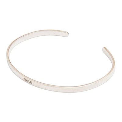 Alternate image for Polished Minimalist Sterling Silver Smile Cuff Bracelet Your Smile